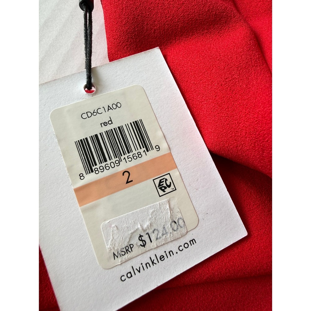 Calvin Klein Red Sheath Dress Womens 2 Sleeveless Gold Zipper CD6C1A00 NWT - Picture 6 of 7